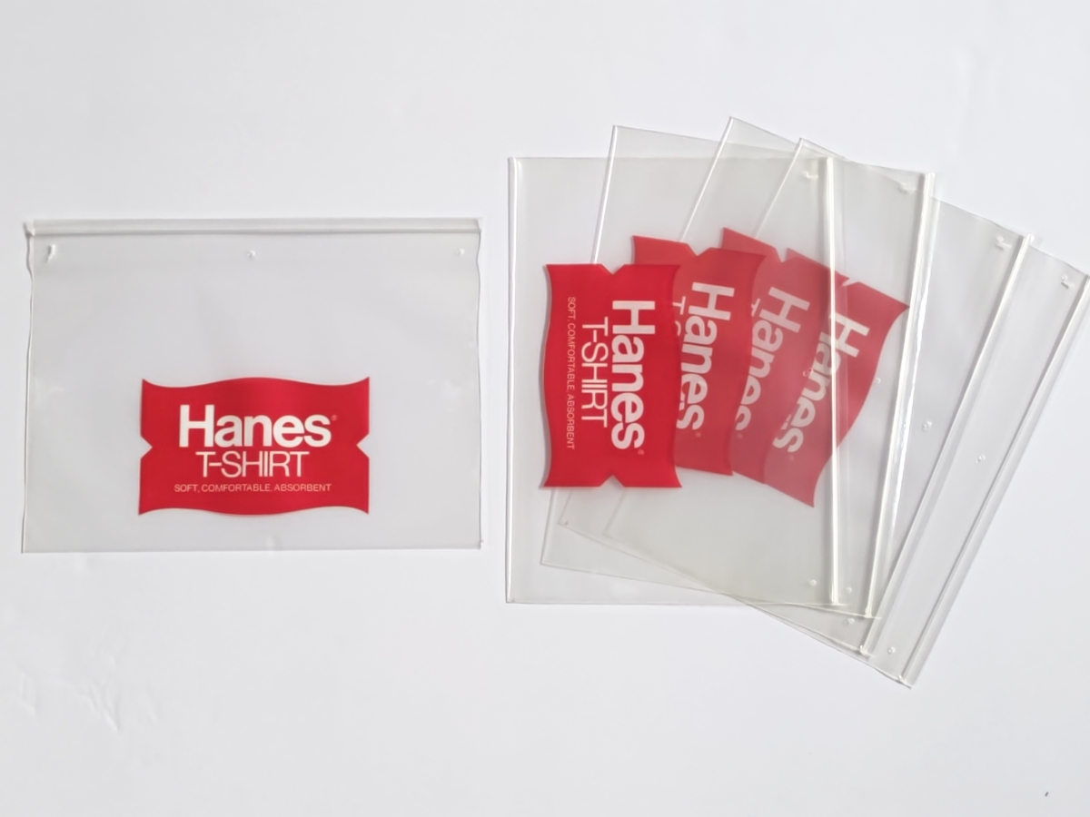 販促品♪保存品♪【Hanes】ヘインズ Tシャツ用透明ビニール袋 5枚セット /スーツケースの整理などに拍卖