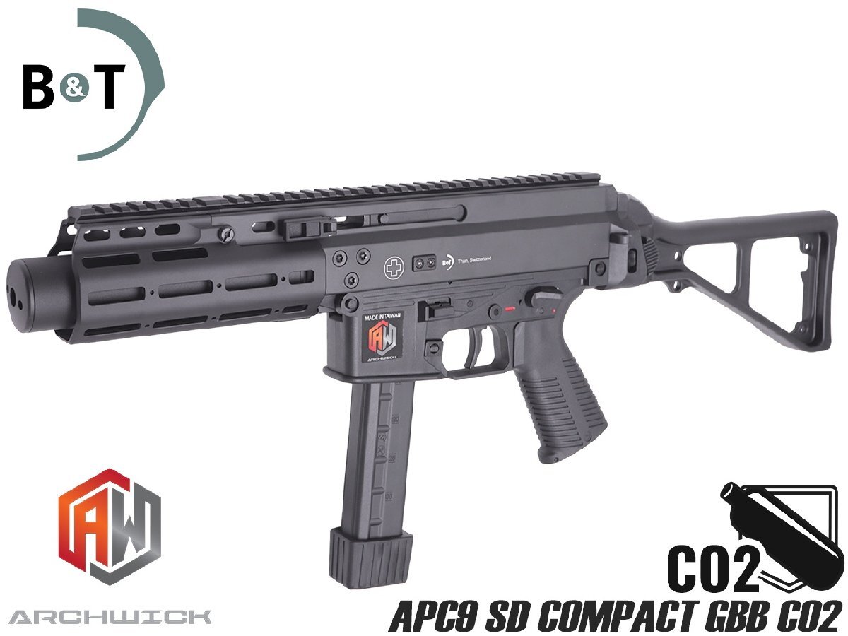 BTA-APC-004 ARCHWICK B&T Air APC9 SD Compact GBB CO2ガスガン BK拍卖