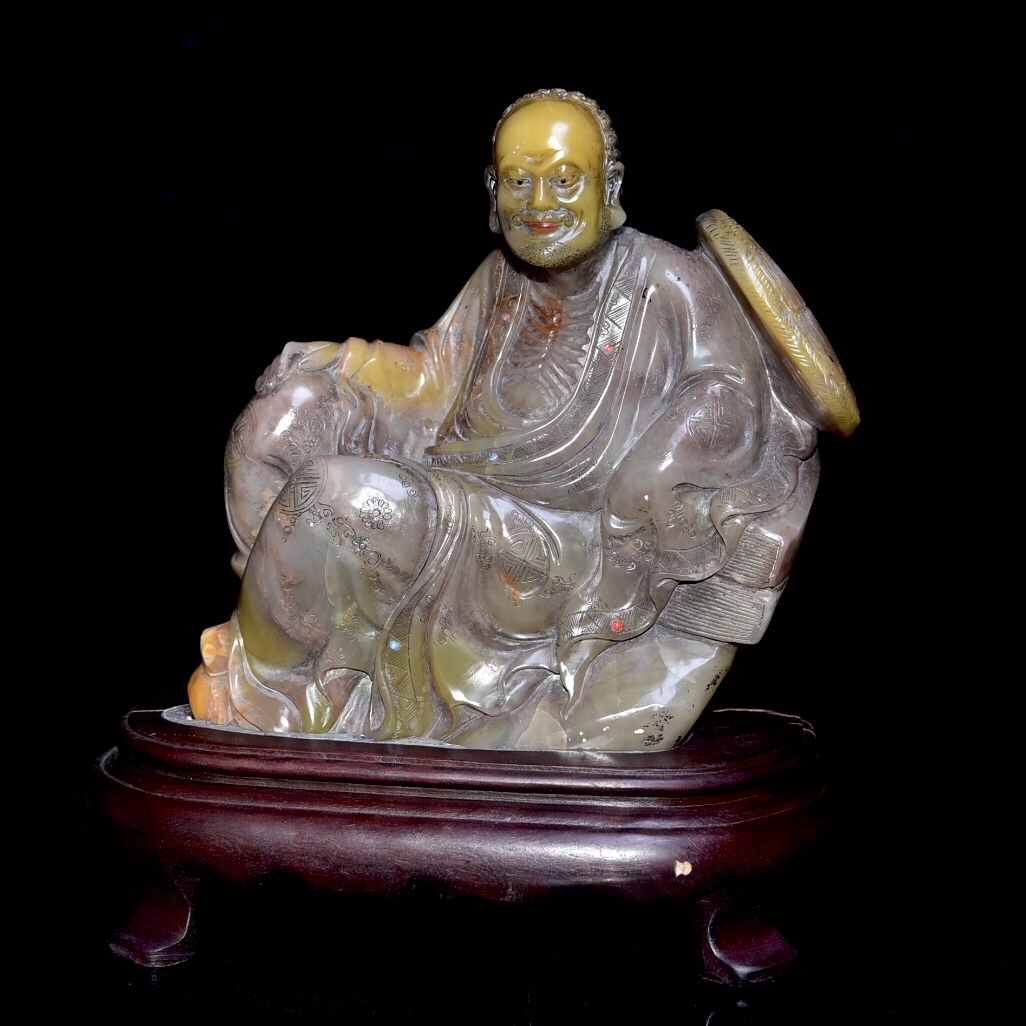 ◆珍蔵◆中国古美術 清時代 古寿山石彫り羅漢人物 精品 細密細工造 置物 擺件 古賞物 骨董品 時代物 AT17拍卖