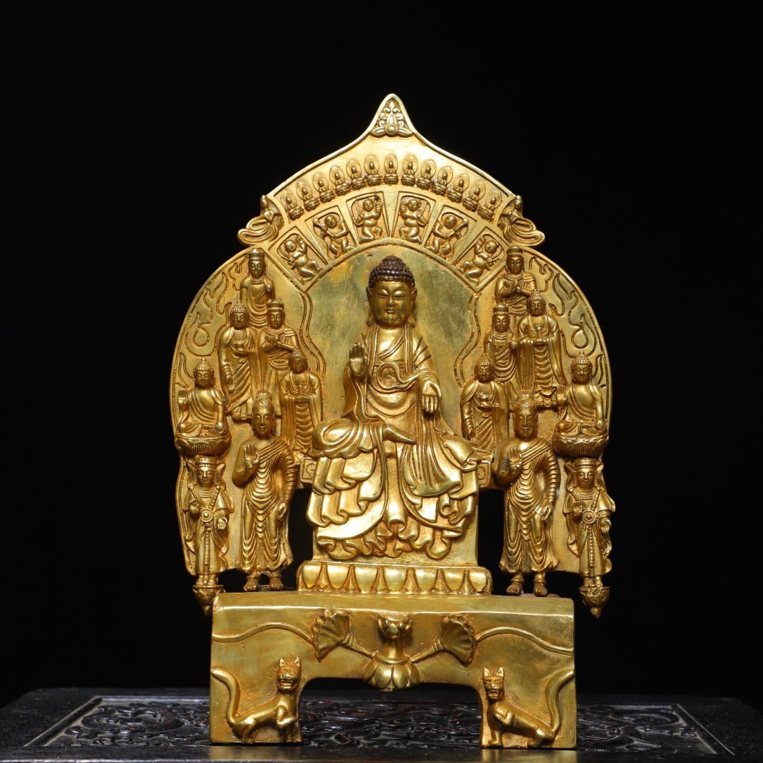◆珍蔵◆中国古美術 北魏時代 古銅製 塗金 仏造像 細密細工造 置物 擺件 古賞物 骨董品 時代物 A01拍卖