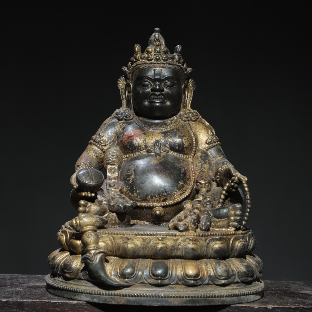 ◆珍蔵◆中国古美術 清時代 古銅製 拓金 黄財神 仏造像 細密細工造 置物 擺件 古賞物 骨董品 時代物 A01拍卖