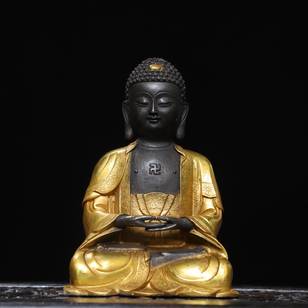 ◆珍蔵◆中国古美術 明時代 古銅製 銅塗金 童子仏 仏造像 細密細工造 置物 擺件 古賞物 骨董品 時代物 A01拍卖