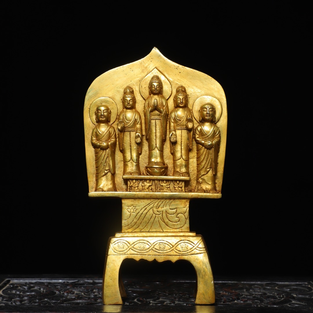 ◆珍蔵◆中国古美術 北魏時代 古銅製 銅塗金 童子組合 仏造像 細密細工造 置物 擺件 古賞物 骨董品 時代物 A01拍卖