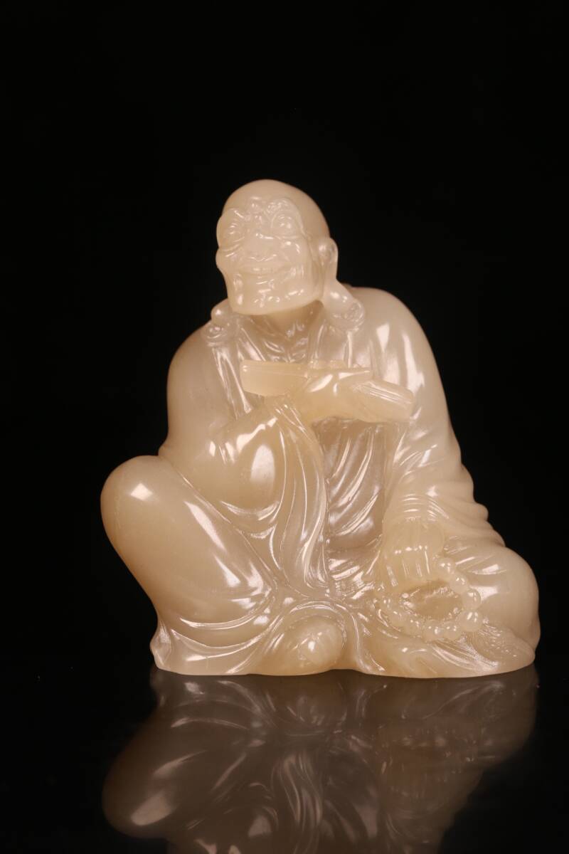 ◆珍蔵◆中国古美術 清時代 古寿山石 凍石彫り羅漢 精品 箱付 細密細工造 置物 擺件 古賞物 骨董品 時代物 A68拍卖