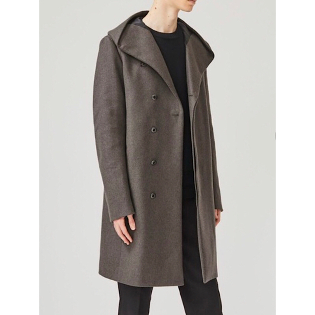 ■完売 9万9000円 アタッチメント カシミア混 二重織り メルトン フードコート 2拍卖