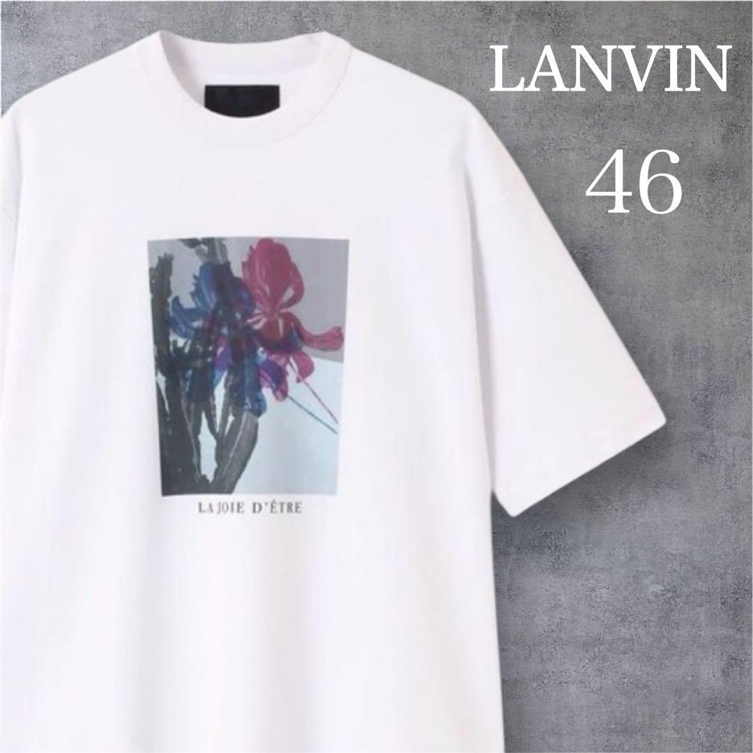 ランバン Tシャツ 花 グラフィック 白 メンズ 美品 LANVIN 半袖 ブランド カットソー 拍卖