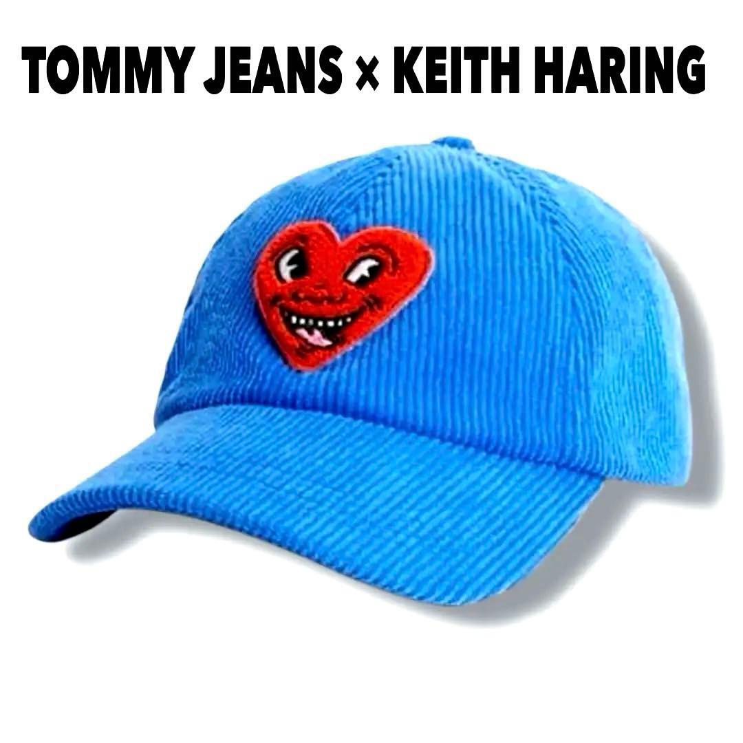 TOMMY JEANS × KEITH HARING コーデュロイ キャップ 帽子 トミージーンズ キースヘリング コラボ 限定 希少 青 ブルー 男女兼用拍卖