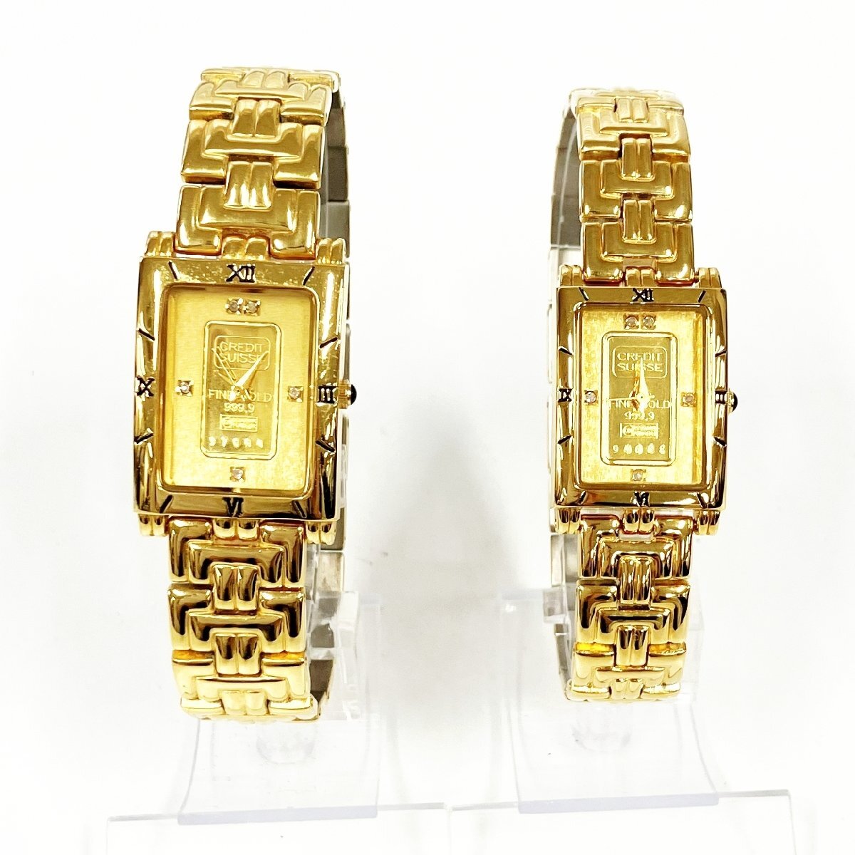 【1円スタート】ELGIN エルジン FK-928-C FK-929-C FINE GOLD 999.9 ゴールド文字盤 クオーツ ペアウォッチ 腕時計 ジャンク 505876拍卖