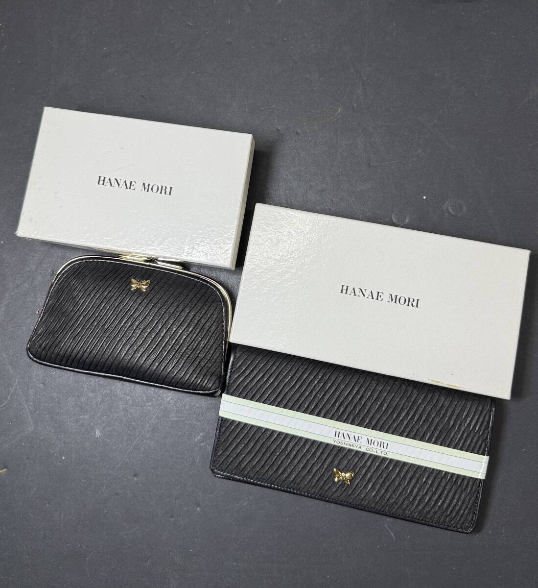 ★コレクター必見 HANAE MORI モリハナエ 財布2点セット 黒 がま口 長財布 お札 小銭 コレクション GT625拍卖