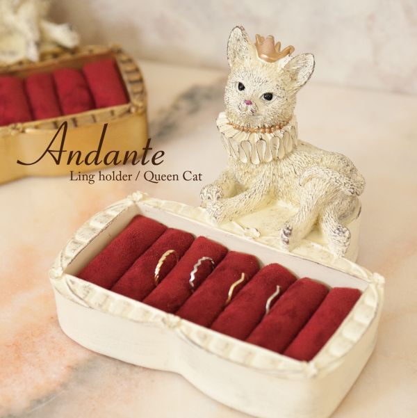 リングホルダー ネコ クイーンキャット アクセサリー 収納 猫雑貨 ネコ雑貨 ホワイト オブジェ インテリア 飾り かわいい プレゼント拍卖