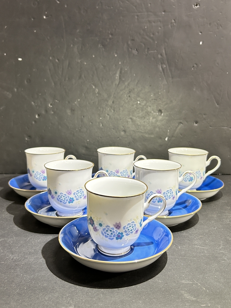 ●コレクター必見 未使用 レトロ Noritake ノリタケ カップ&ソーサー 6客 花柄 茶器 洋食器 カップ 珈琲 紅茶 コーヒー コレクション Zr436拍卖
