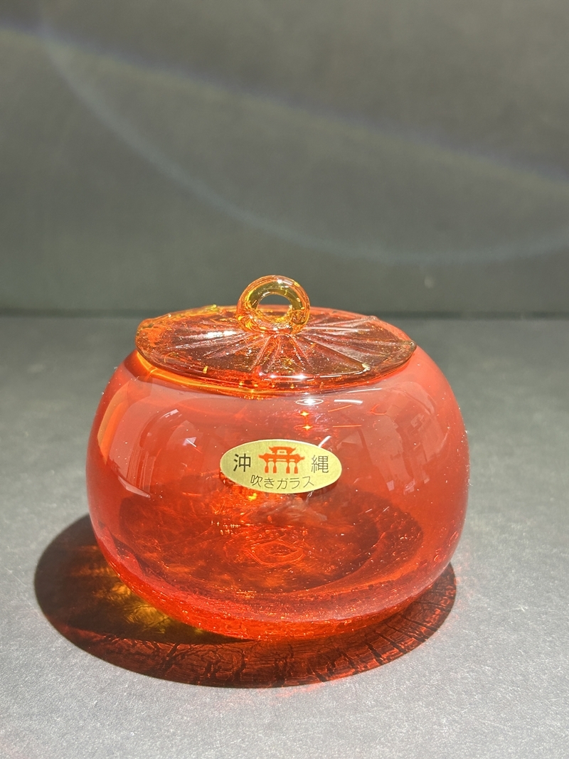 ● コレクター必見 未使用 沖縄 吹きガラス 小物入れ 琉球ガラス 蓋物 インテリア 飾り 雑貨 オブジェ コレクション Zr486拍卖