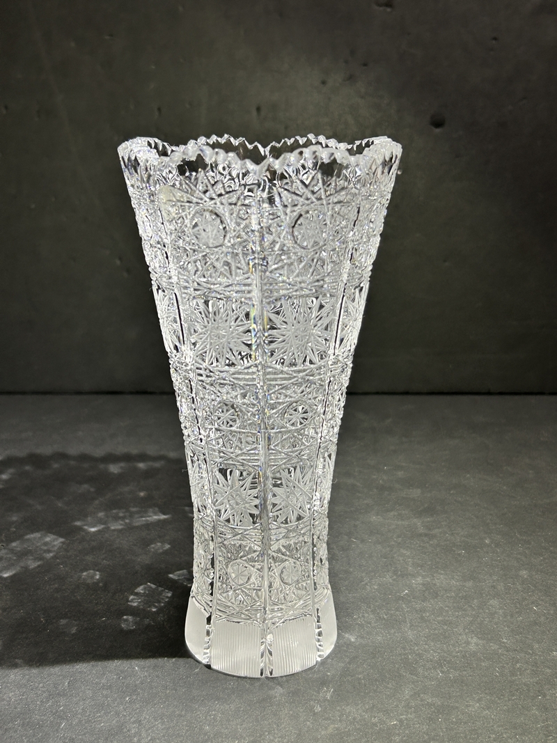 ● コレクター必見 BOHEMIA? ボヘミア? フラワーベース ガラスカット クリスタルガラス 花瓶 インテリア 飾り 置物 コレクション Zr592拍卖
