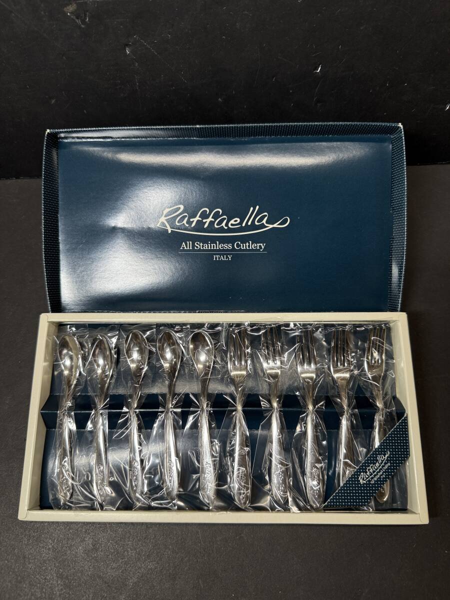 ★コレクター必見 未使用品 ラファエラ ステンレスカトラリー10pcs ティースプーン/ケーキフォーク 食器 茶器 コレクション GT696拍卖