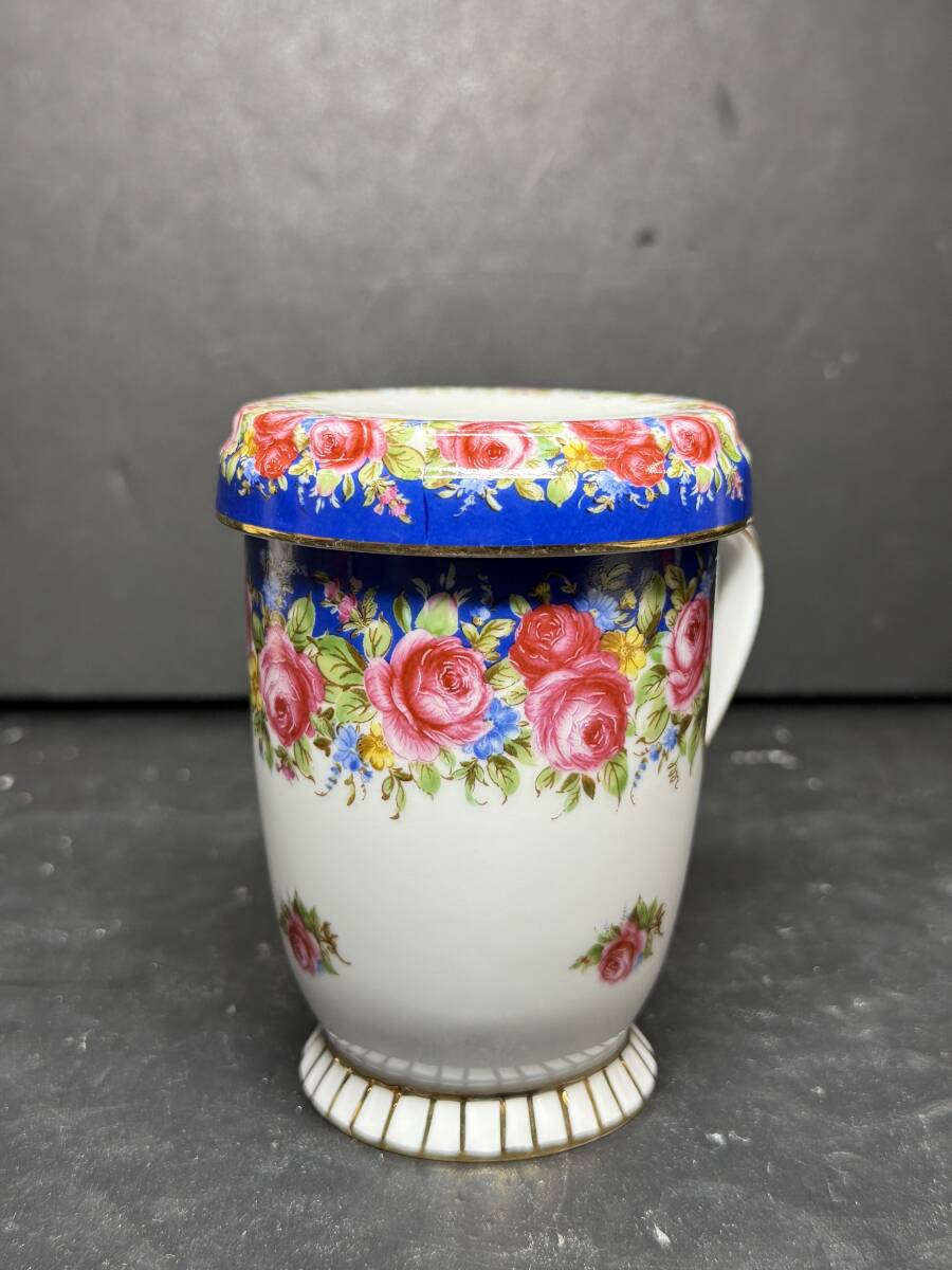 ★コレクター必見 ROYAL ARDEN ロイヤルアーデン 茶こし 蓋付 マグカップ コップ 洋食器 花柄 コレクション GT728拍卖