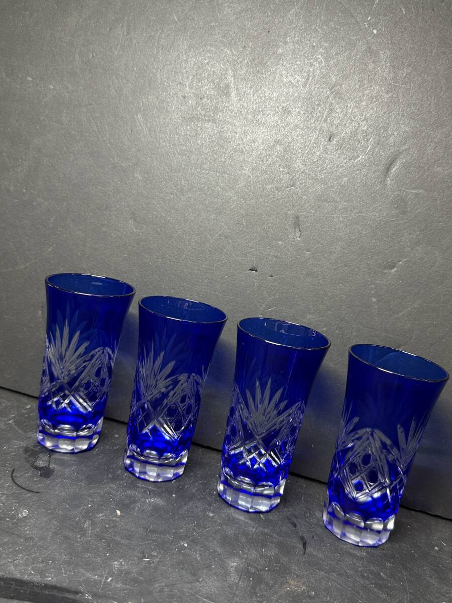 ★コレクター必見 切子 タンブラー グラス 4客 ガラス製食器 酒器 茶器 ビールグラス 冷酒 コップ グラス コレクション GT729拍卖