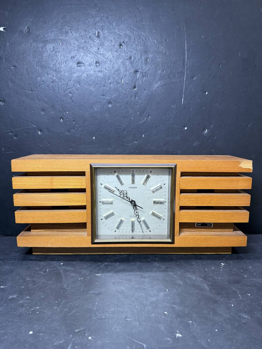 ★コレクター必見 CITIZEN HOUR STRIKE TRANSISTOR シチズン 置時計 木製 インテリア 置物 オブジェ 時計 ジャンク GT732拍卖
