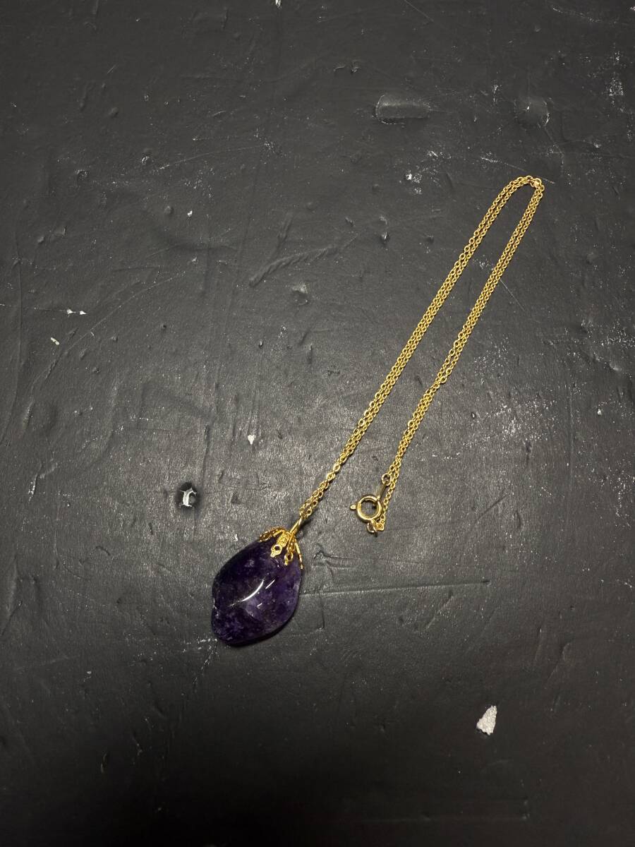★コレクター必見 ビンテージ カラーストーン ネックレス パープル 紫 天然石 アクセサリー 飾り コレクション GT923拍卖