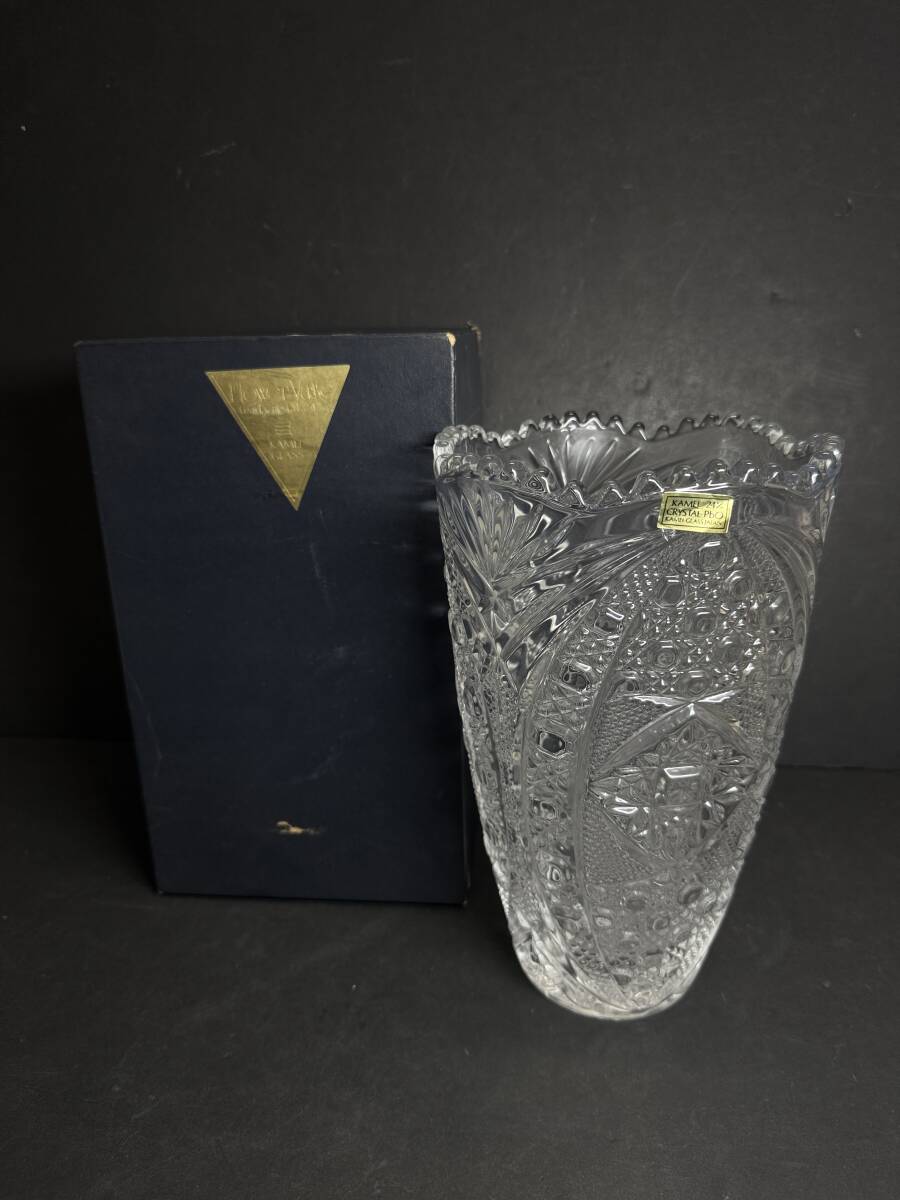 ★コレクター必見 美品 KAMEI GLASS カメイガラス フラワーベース 花瓶 花器 置き物 ビンテージ アンティーク コレクション GT996拍卖