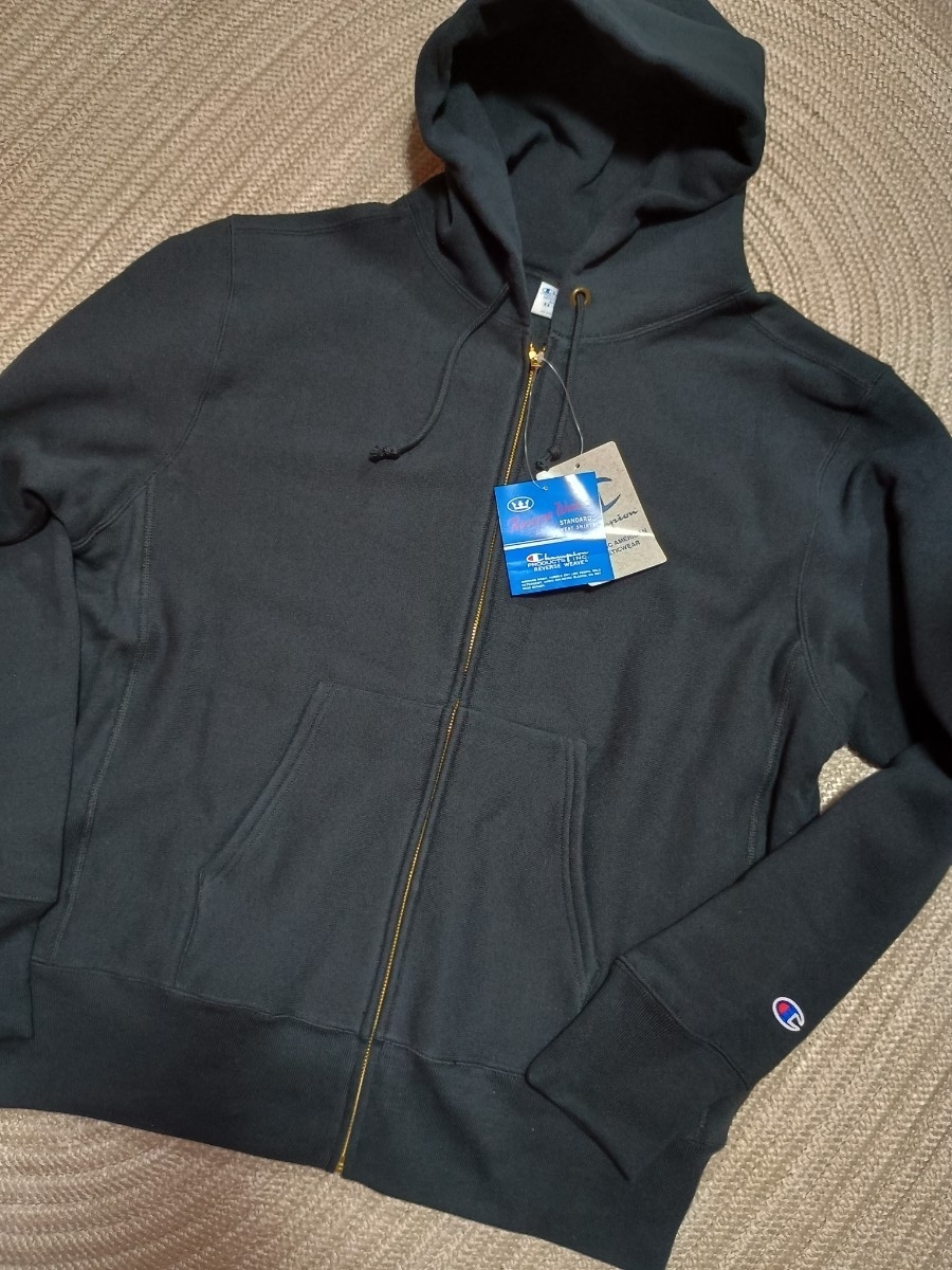 新品 未使用 Champion チャンピオン ヘビーウェイト リバースウィーブ スウェット ジップパーカー ブラック 黒 XXL 青単タグ 11.5oz 拍卖