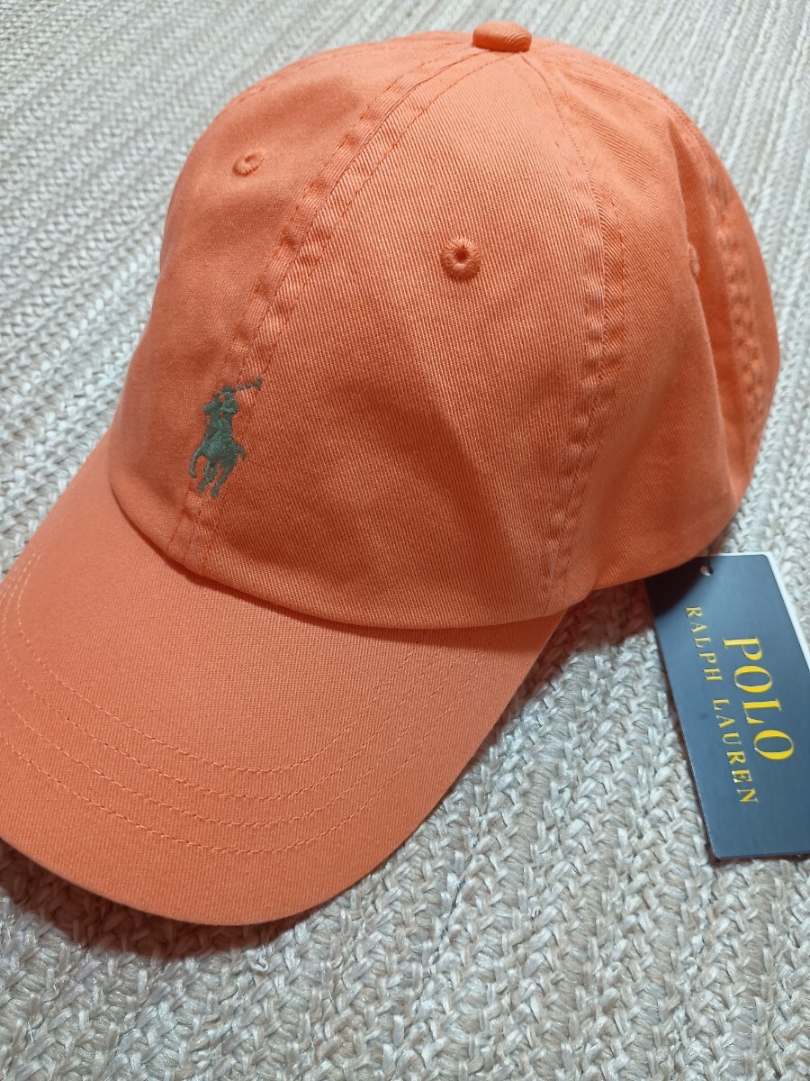 新品 未使用 POLO Ralph Lauren キャップ オレンジ ポニー 刺繍 ポロ ラルフローレン フリーサイズ 帽子 メンズ レディース拍卖