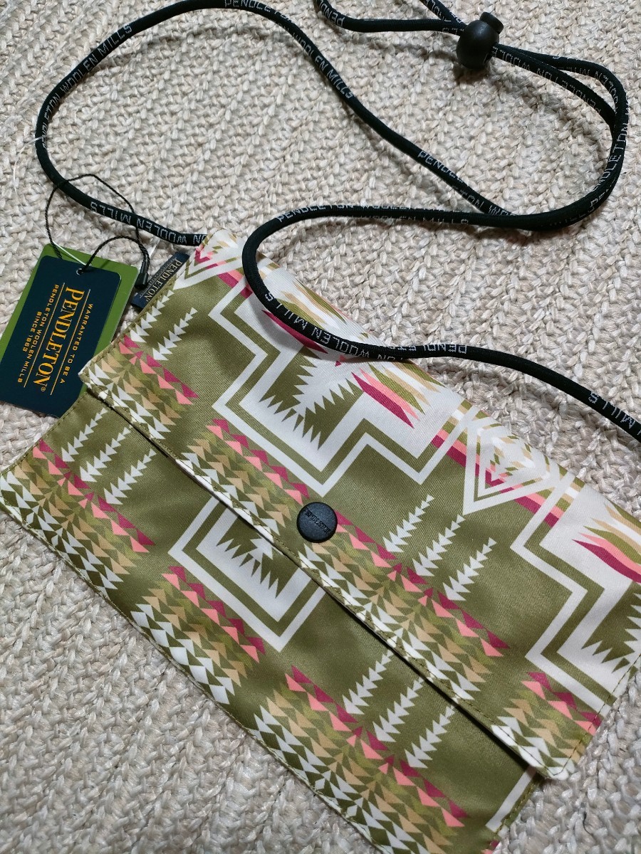 新品 定価4950 PENDLETON ペンドルトン ショルダーバッグ サコッシュ 薄マチ ネイティブ柄 オリーブグリーン ポーチ バッグ 男女兼用拍卖