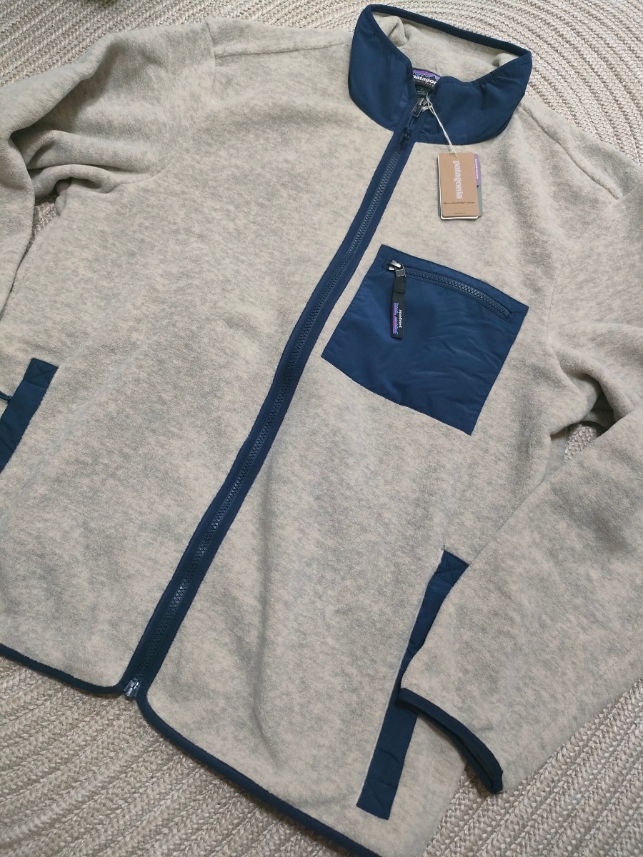 新品 定価19800 patagonia パタゴニア シンチラ フルジップ ジャケット L オートミール ネイビー フリース ジャケット メンズ拍卖
