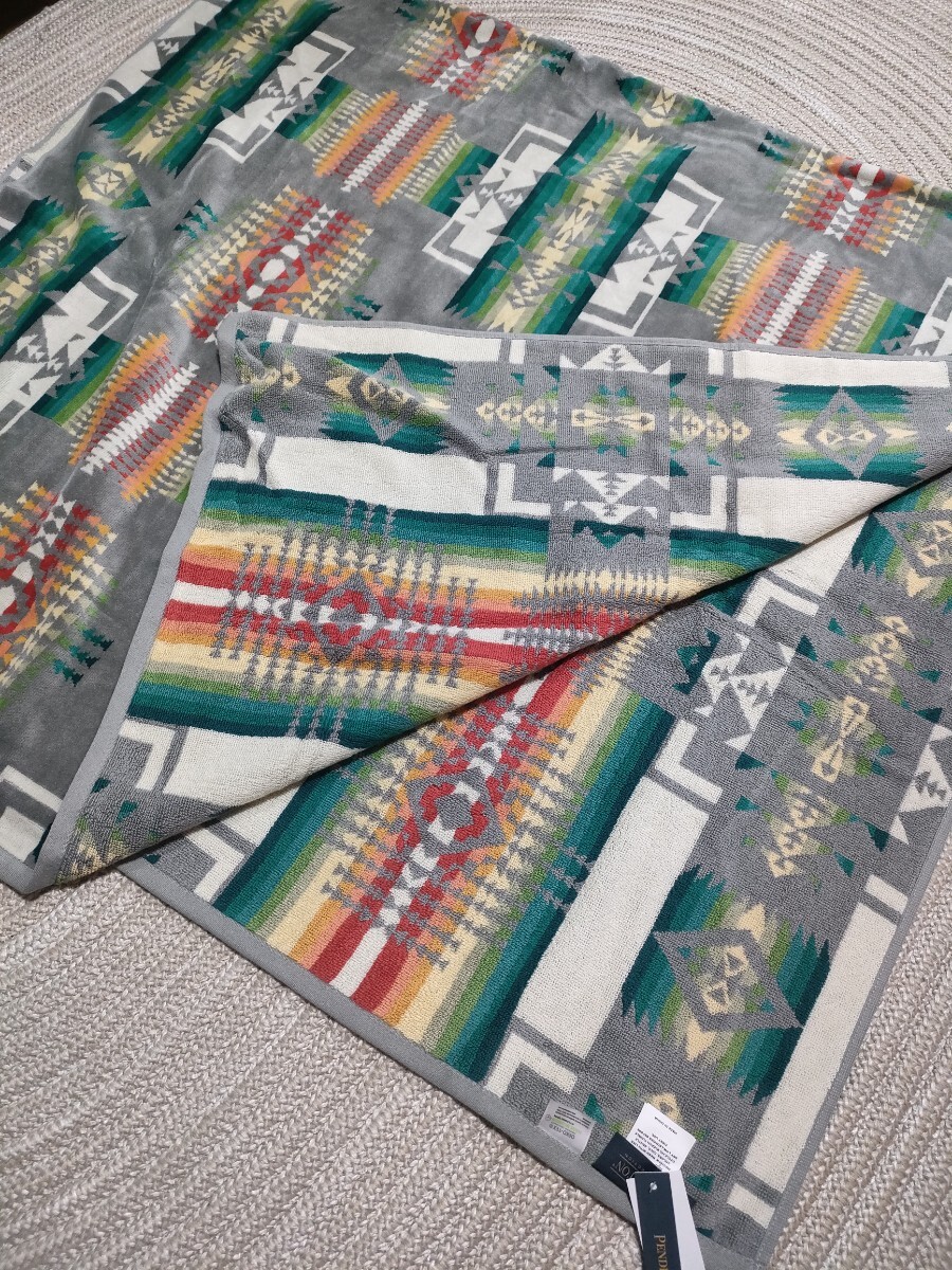 新品 未使用 PENDLETON ペンドルトン 特大 大判 ネイティブ柄 バスタオル ブランケット グレー タオル 101×177cm拍卖