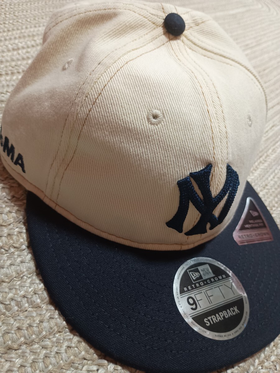 新品 未使用 NEW ERA MOMA 別注 ヤンキース レトロクラウン キャップ アイボリー ネイビー ニューエラ フリーサイズ ニューヨーク モマ拍卖