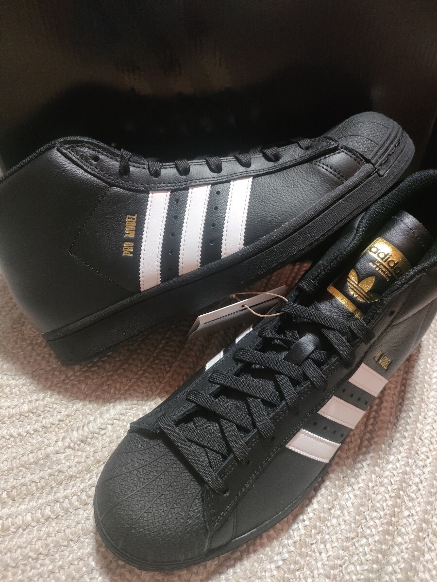 新品 未使用 adidas PRO MODEL 28cm 天然皮革 ブラック ゴールドアディダス オリジナルス プロモデル 金ベロ 2025年製拍卖