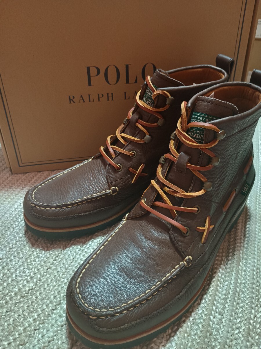 新品 ポロカントリー ラルフローレン レザー レンジャー ブーツ ミッド 28cm EU42.5 ブラウン 牛革 POLO RALPH LAUREN メンズ拍卖