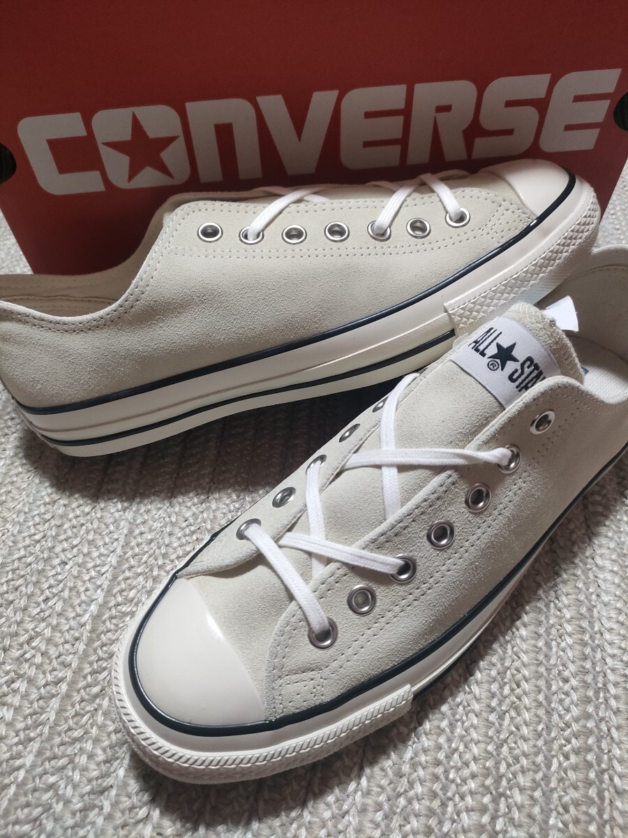 新品 定価16500 CONVERSE ALLSTAR OX スエード 27cm ホワイト ナチュラル U.S.ORIGINATOR コンバース オールスター オックスフォード拍卖