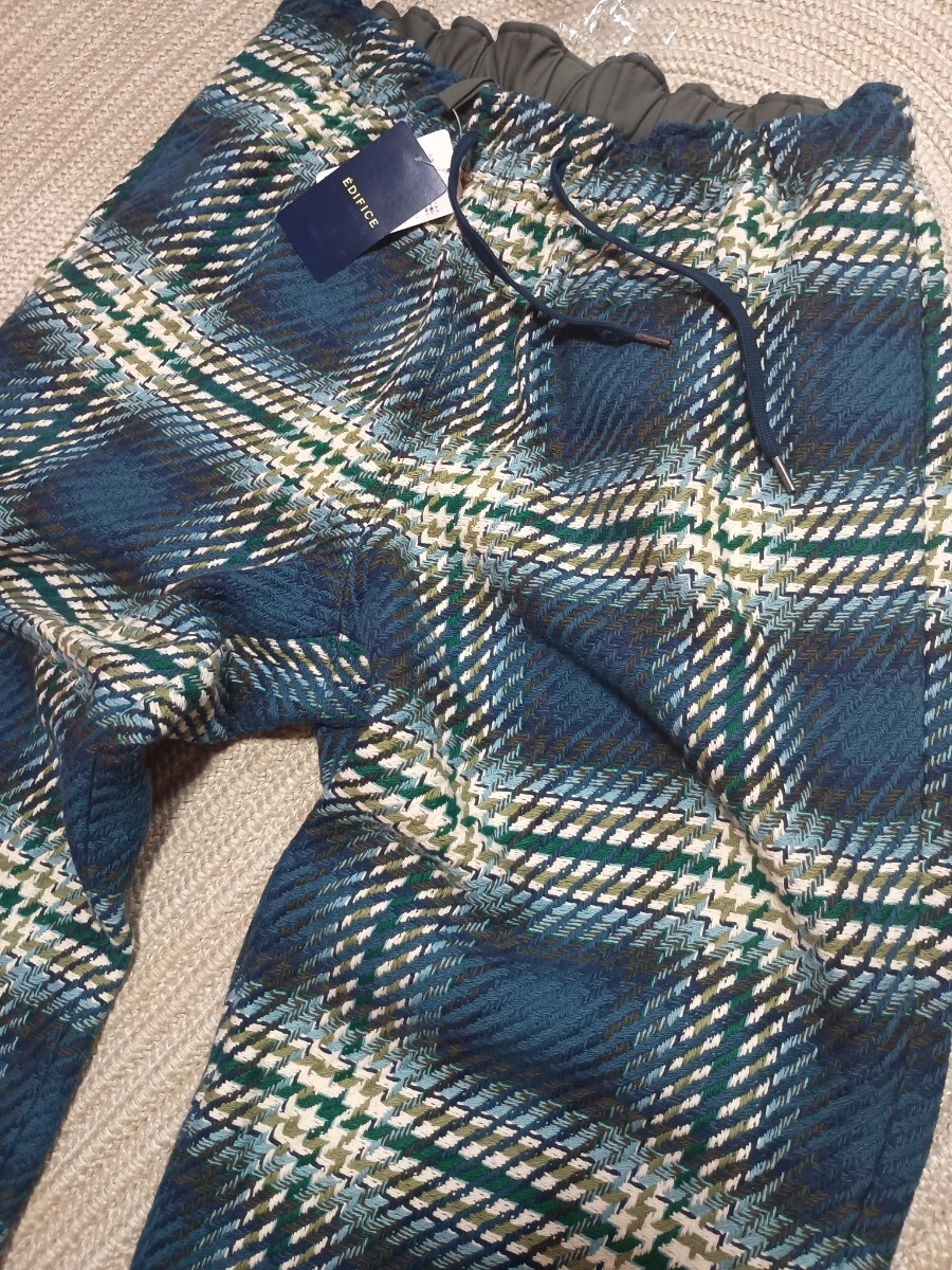 新品 定価22000 EDIFICE エディフィス ざっくり生地 ロングパンツ ブルー系 メンズ XL程度 ネイティブ拍卖