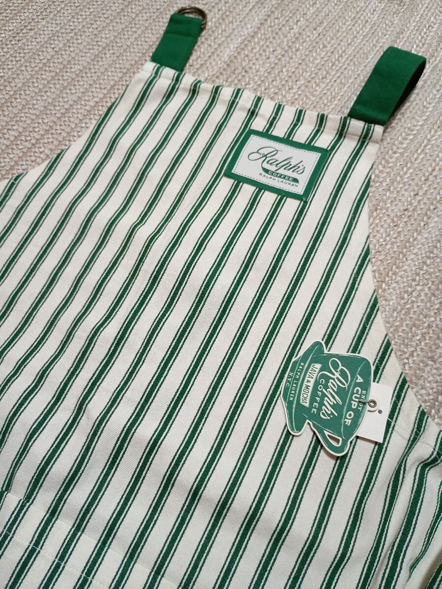 新品 未使用 RALPH's COFFEE ポロ ラルフローレン ラルフズコーヒー エプロン ストライプ エプロン 男女兼用 インド製 コットン拍卖