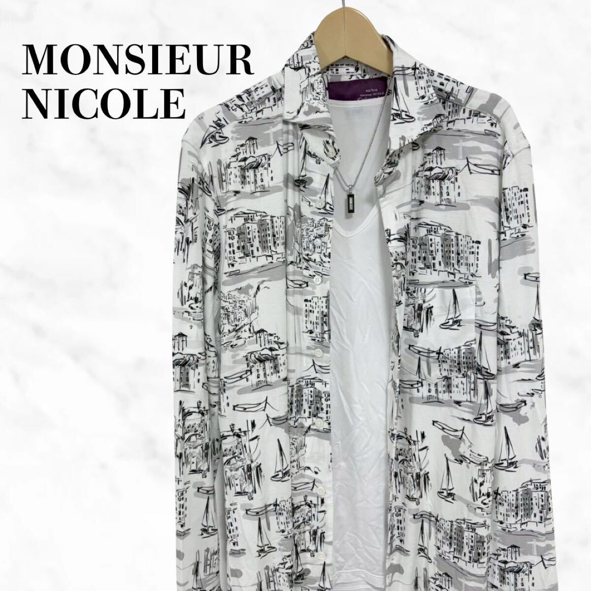MONSIEUR NICOLE 総柄シャツ 長袖シャツ トップス拍卖