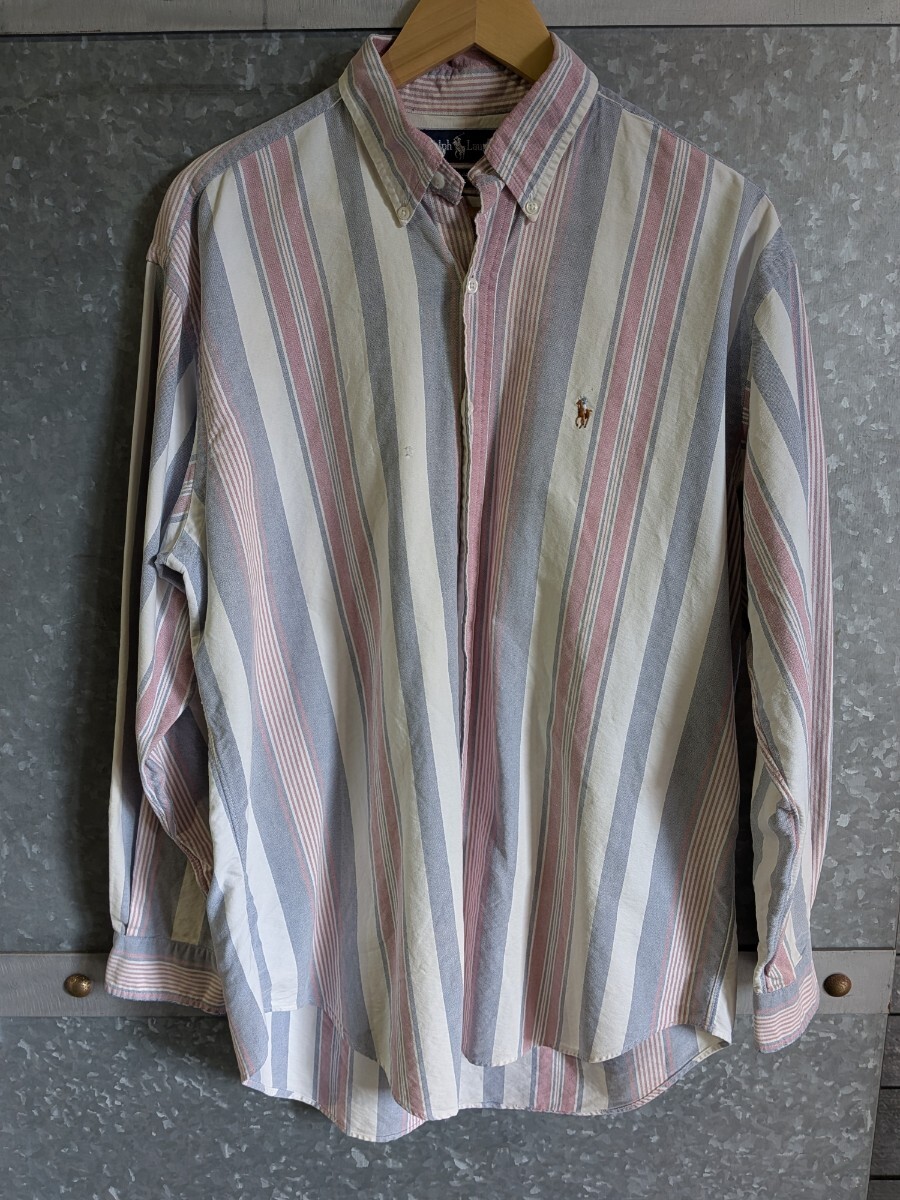 ラルフローレン 長袖シャツ ストライプ 古着 M ボタンダウン ブレア拍卖