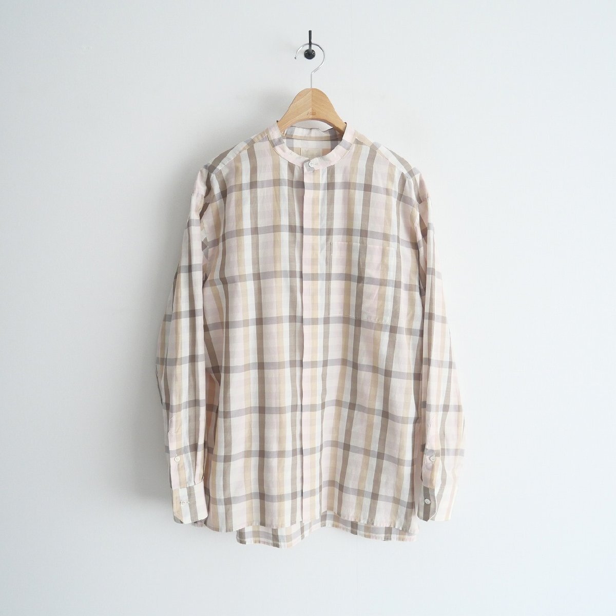 2021 / Drawer ドゥロワー / シルクチェックスタンドカラーシャツ 38 / 6511-218-0468 / 2310-0389拍卖