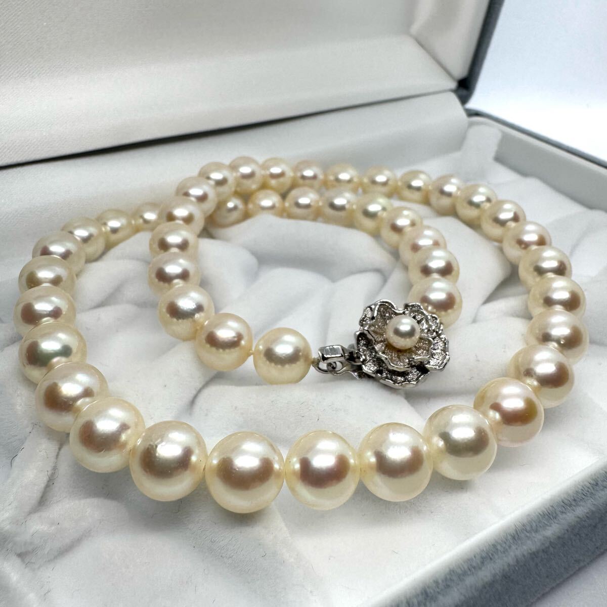 大珠 アコヤ真珠 本真珠 あこや パール ネックレス ジュエリー 9.0〜9.5mm 43cm 47.7g akoya pearl jewely necklace SILVER シルバー拍卖