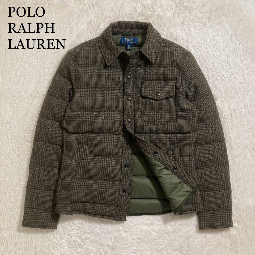 美品 POLO RALPH LAUREN ポロラルフローレン ダウンジャケット シャツ ウール チェック ブラウン拍卖