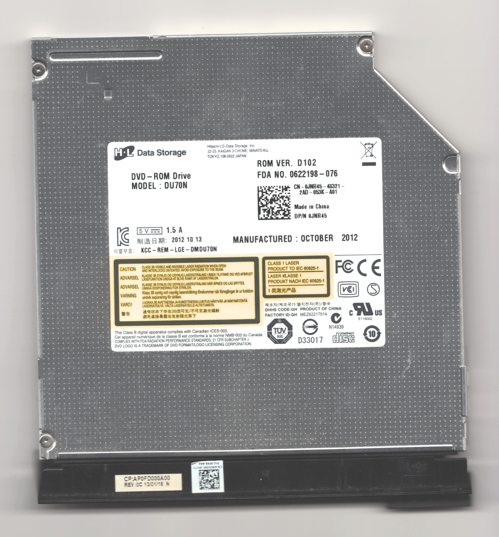 DELL ノートパソコン取り付け用金具付き、DVD-ROM DU70N 動作確認済み【送料込み】拍卖