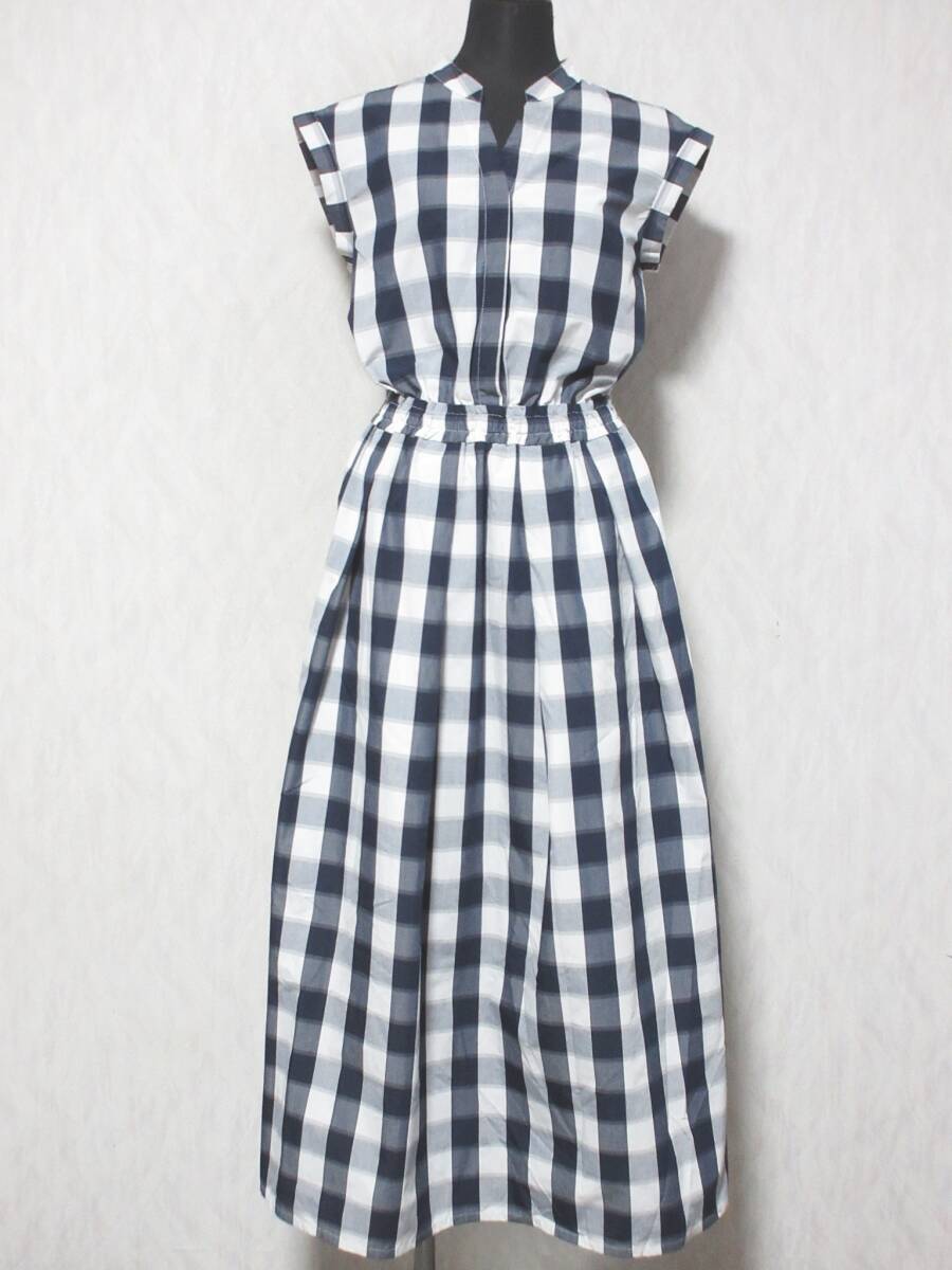 BEAMS HEART ビームスハート チェック スキッパーネック ロングワンピース 43-26-0050-644 レディース S kn2624拍卖