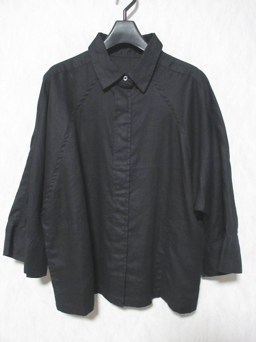 Audrey and John Wad オードリー&ジョンワッド リネン100% ワイド シャツ L0102 レディース F ブラック yg7515拍卖