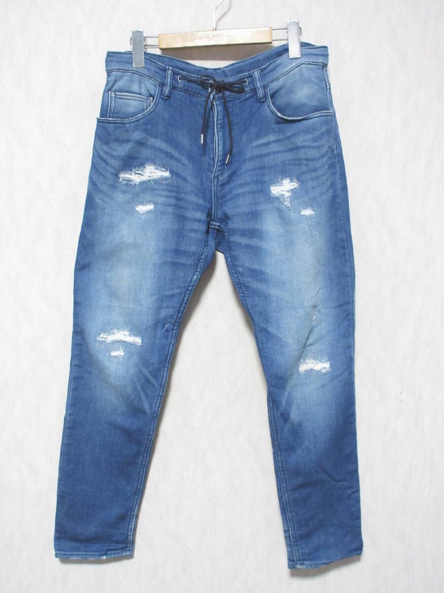 ビューティー&ユース ユナイテッドアローズ ダメージ加工 スウェットデニム メンズ M ブルー kn2626拍卖
