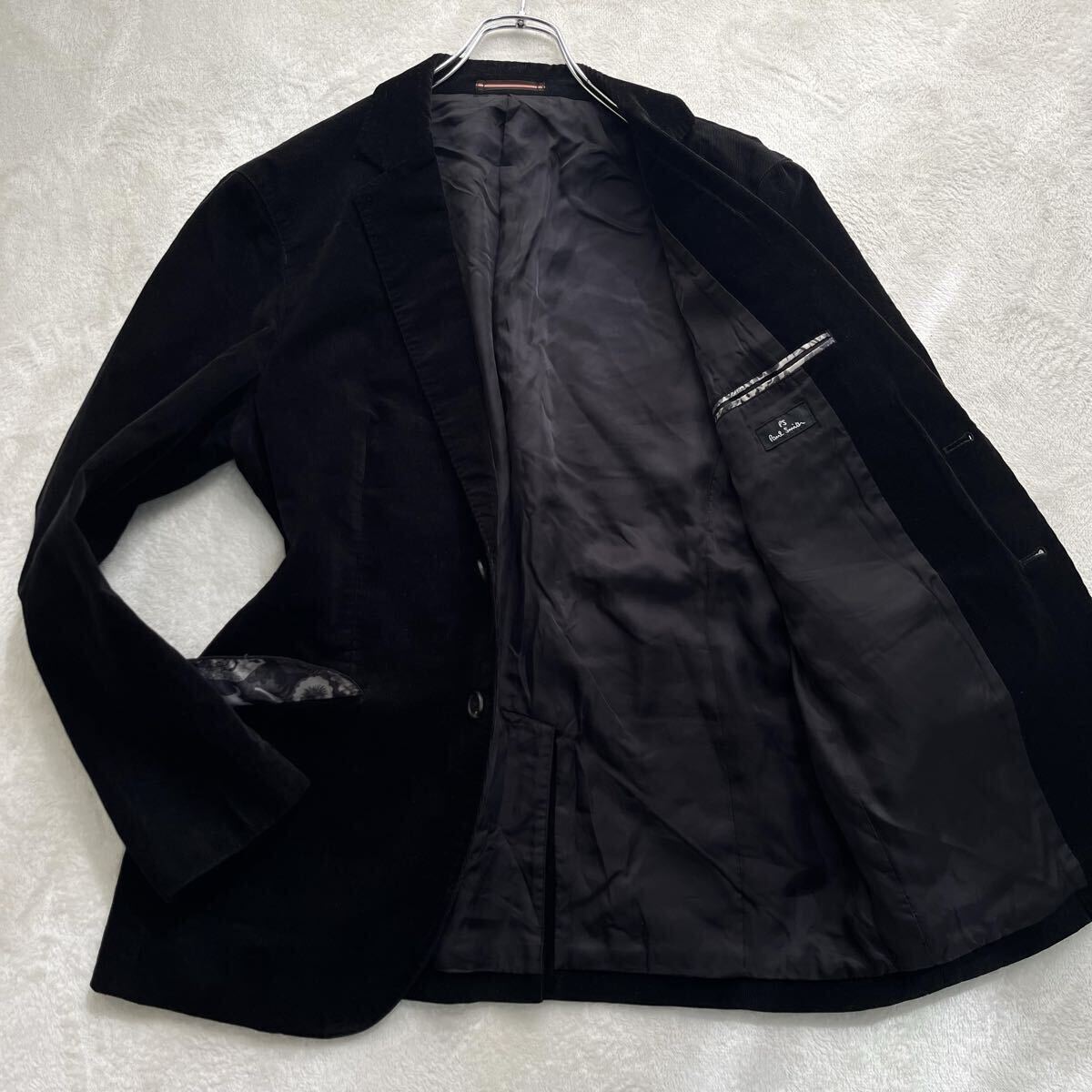 ポールスミス Paul Smith PS テーラードジャケット ブレザー Lサイズ コイン柄 日本製 高級感◎ ブラック 黒 メンズ コーデュロイ拍卖