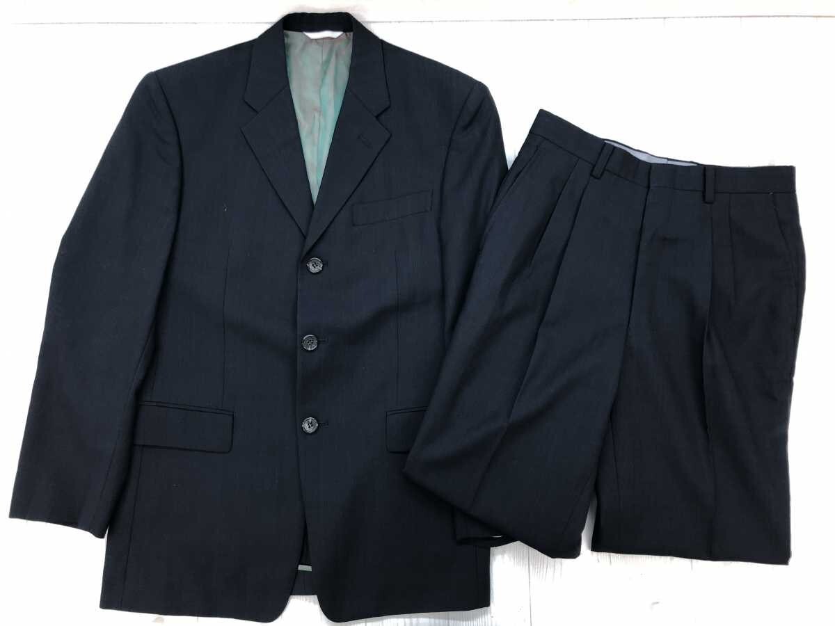 エンリコ・コベリ ENRICO COVERI フォーマル クラシック 3ボタン タック入り シングルスーツ 上下セットアップ メンズ ウール混合 90Y4 紺拍卖