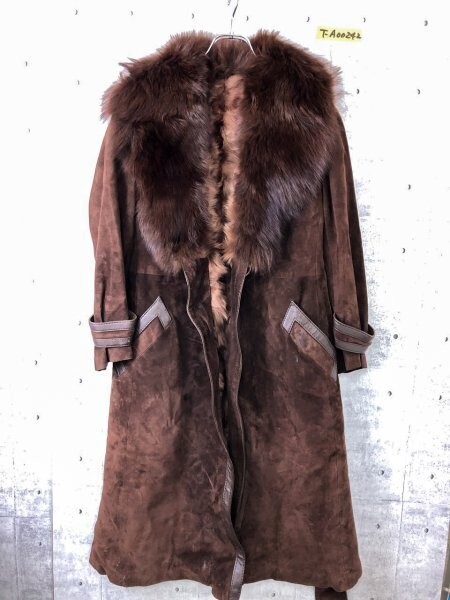 レディース スエード ファー ロングコート 11 茶拍卖
