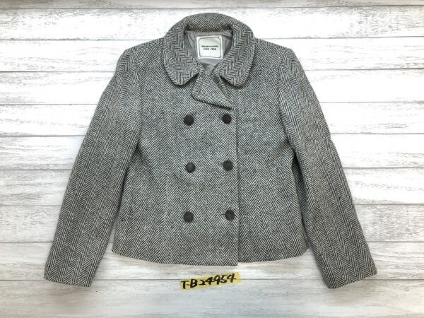 Mademoiselle NON NON マドモアゼルノンノン レディース ウール ヘリンボーン Pコート グレー拍卖