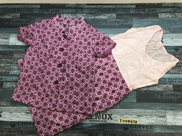 ノーブランド レディース 半袖シャツジャケット・ワンピース 透け感 上下セットアップ ラベンダー拍卖