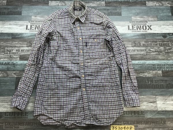 EDWIN エドウィン メンズ 胸ポケット微起毛 長袖シャツ M 紺白茶拍卖