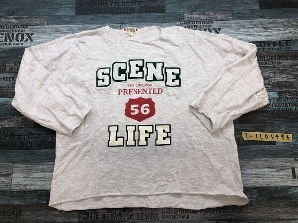 TRUMP TOWER レディース ロゴ入り カットオフ ロンT カットソー L 杢グレー拍卖